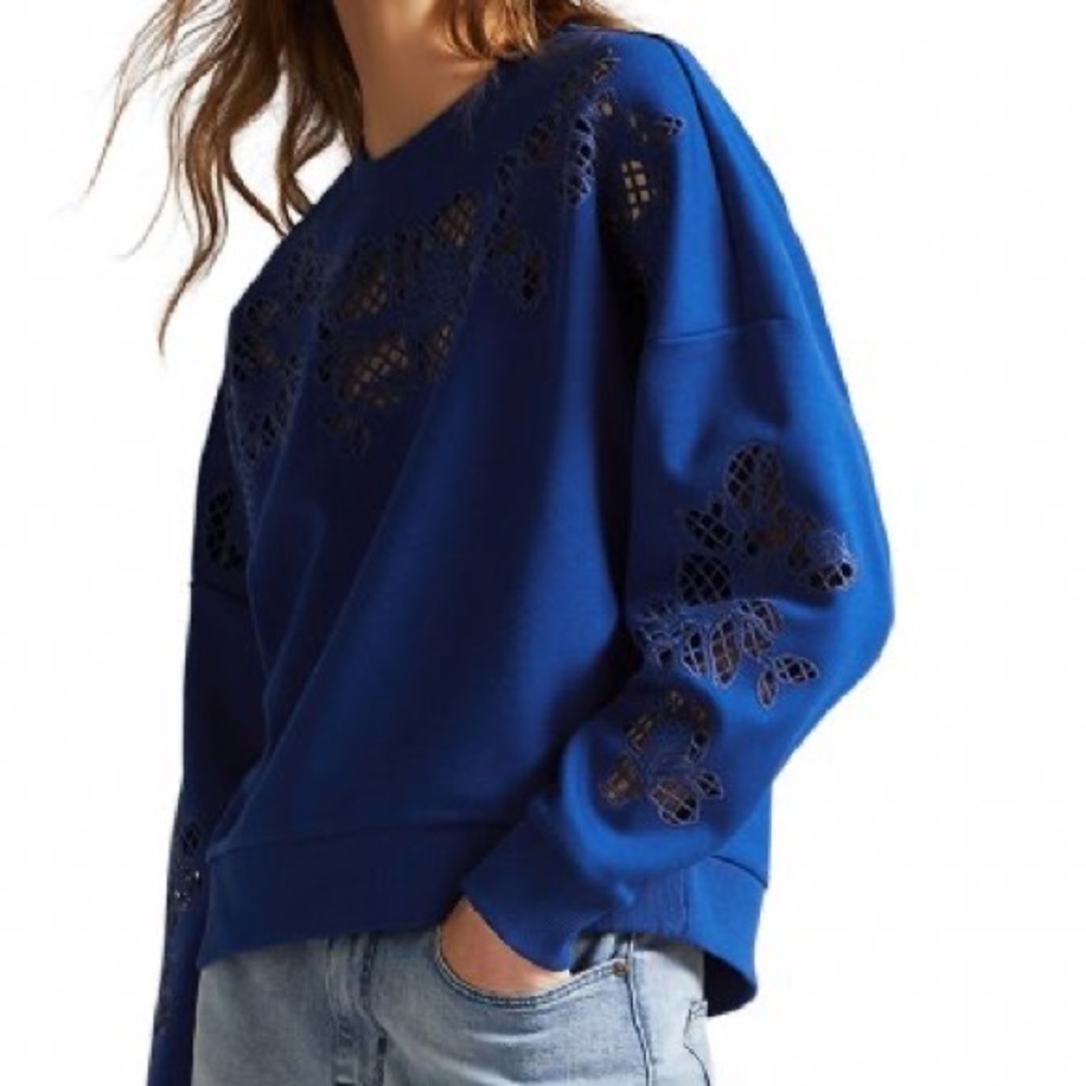 ❤️❤️❤️ TED BAKER FLLO LASER CUT SWEAT DARK BLUE SIZE 3 OR XL❤️❤️❤️ - Picture 5 of 12